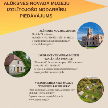 Izglītojošās nodarbības Alūksnes novada muzejos.